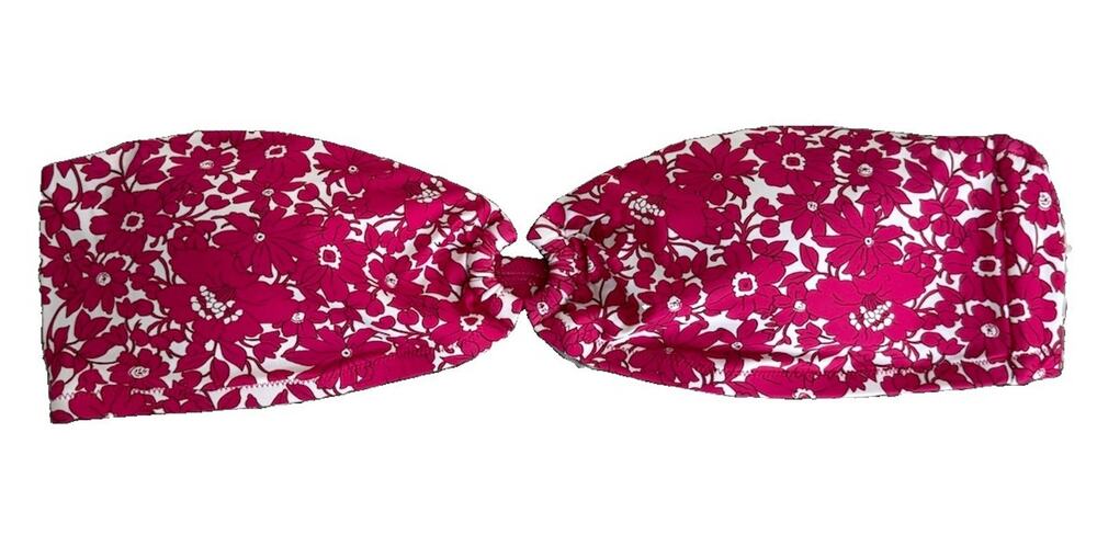 J.CREW Women's Pink And White Floral O Ring Bikini Top Size XXL